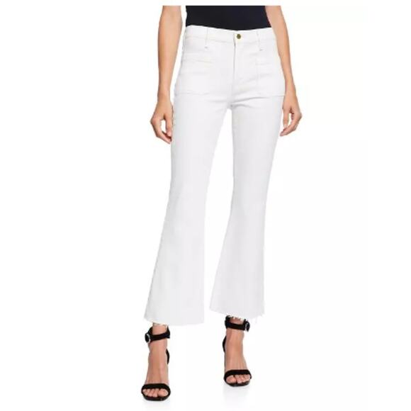 Frame Denim Denim - Frame le Bardot Crop Flare Jeans Blanc White 31